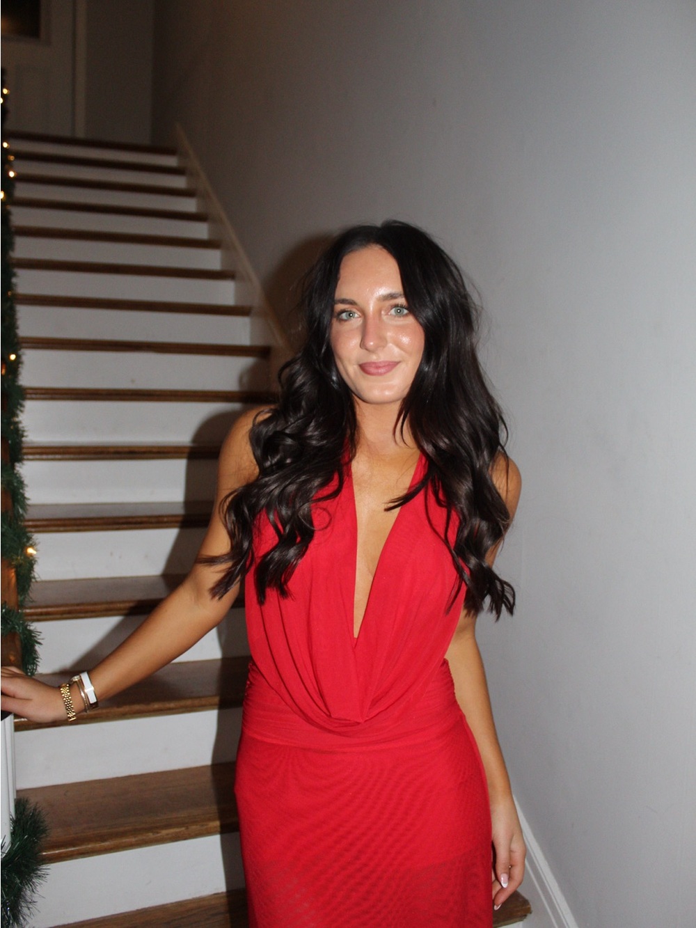 Red Cowl Neck Maxi Dress - Picture 2 of 4